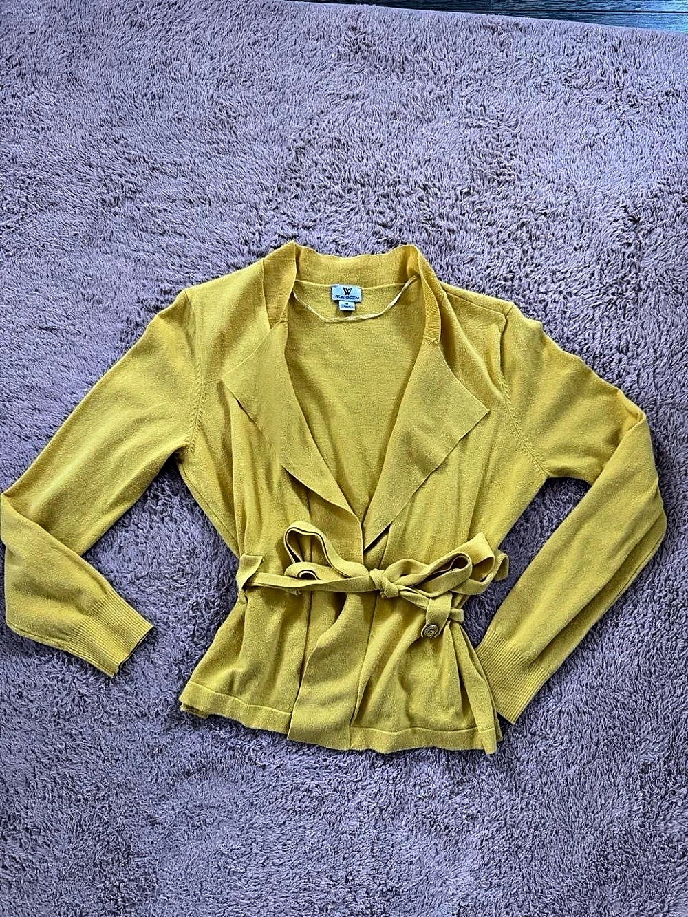 Worthington Yellow Tie-Front Cardigan Size Medium